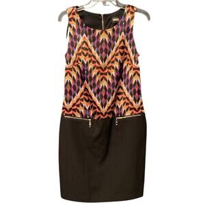 Vintage retro Miss Sixty tunic Geometric Sleeveless Mini Pencil Dress Back Zip 0